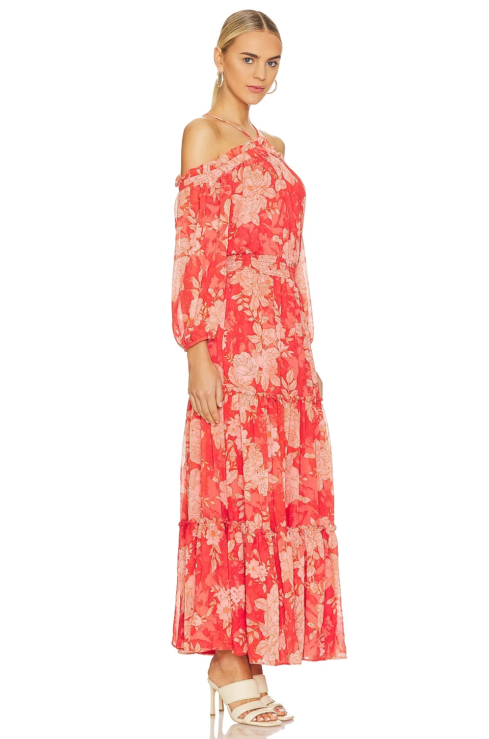 Smocked Waist Halter Maxi Dress Rose Of Sharon 2 Smocked Waist Halter Maxi Dress Rose Of Sharon - Image 2