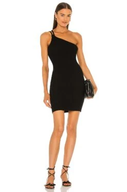 Braided One Shoulder Dress Black
