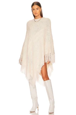 Mix Stitch Poncho Cream