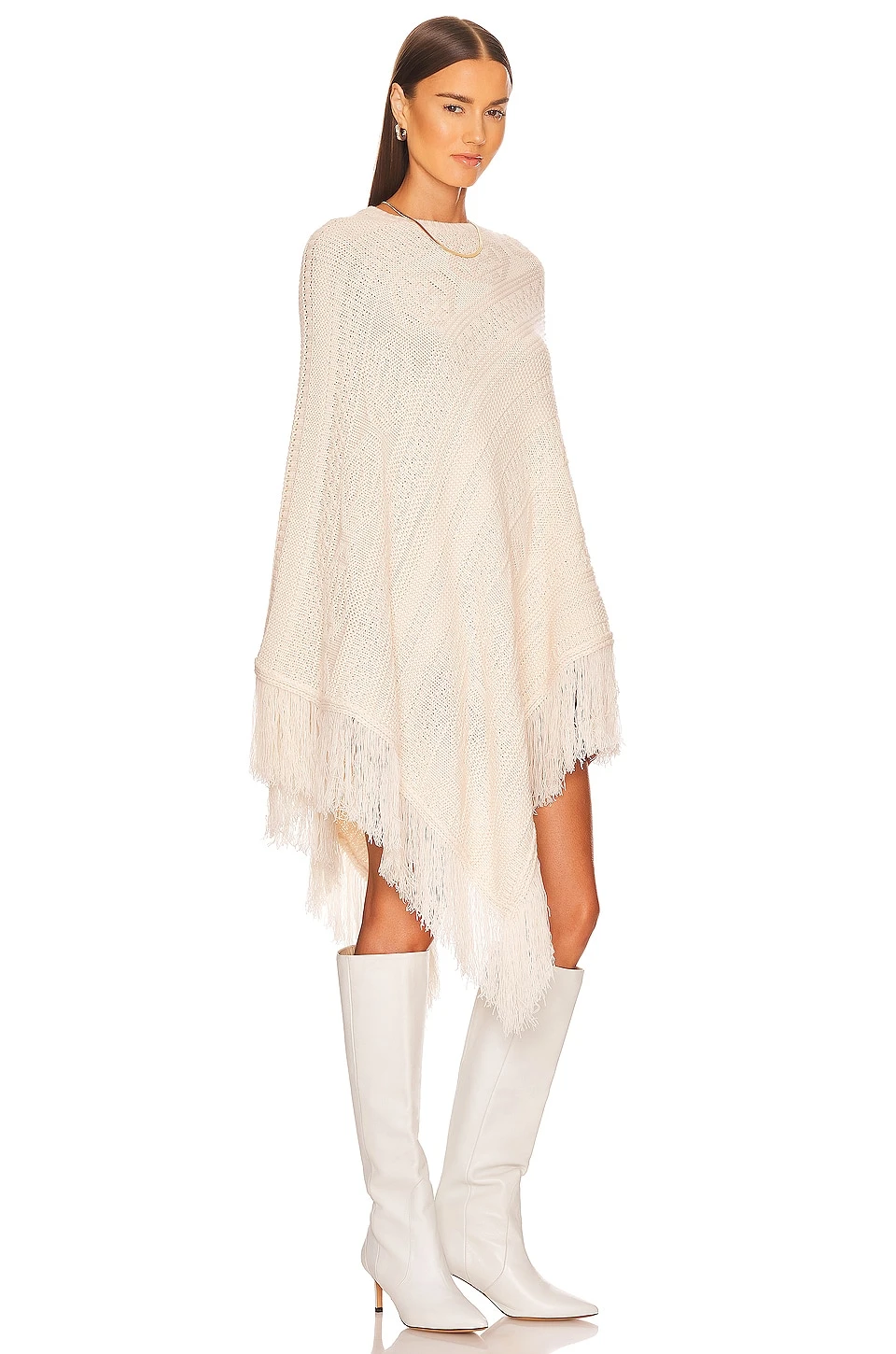 Mix Stitch Poncho Cream 2 Mix Stitch Poncho Cream - Image 2