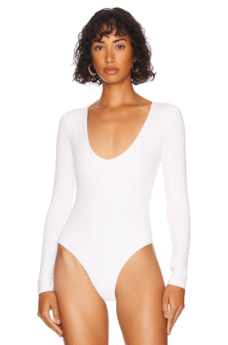 Malina Deep V Bodysuit White 2 Malina Deep V Bodysuit White - Image 2