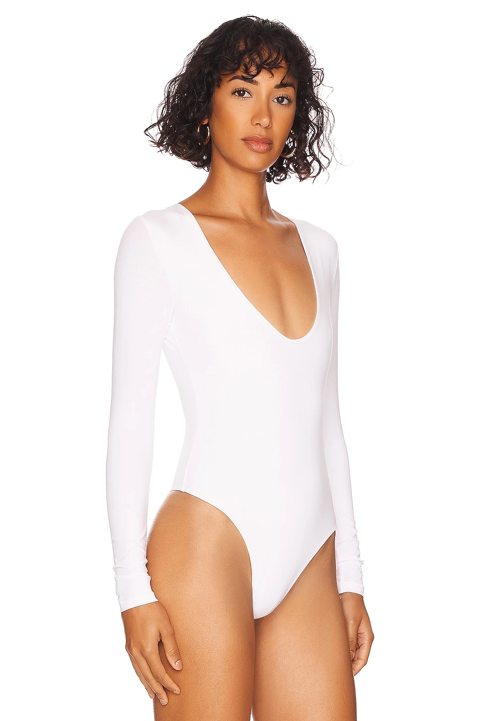 Malina Deep V Bodysuit White 3 Malina Deep V Bodysuit White - Image 3