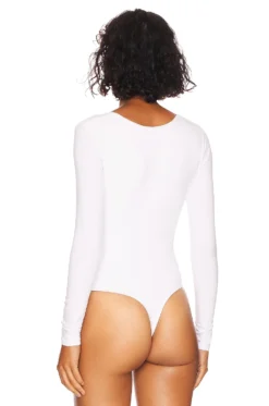Malina Deep V Bodysuit White 8 Malina Deep V Bodysuit White -Fashion Clothing AAYR WS98 V4