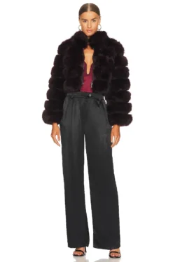 GILET FOX FUR Burgundy -Fashion Clothing ADRI WO79 V5