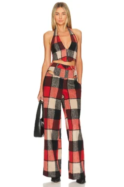 Willis Cutout Wide Leg Plaid 7 Willis Cutout Wide Leg Plaid -Fashion Clothing AFFM WP20 V4