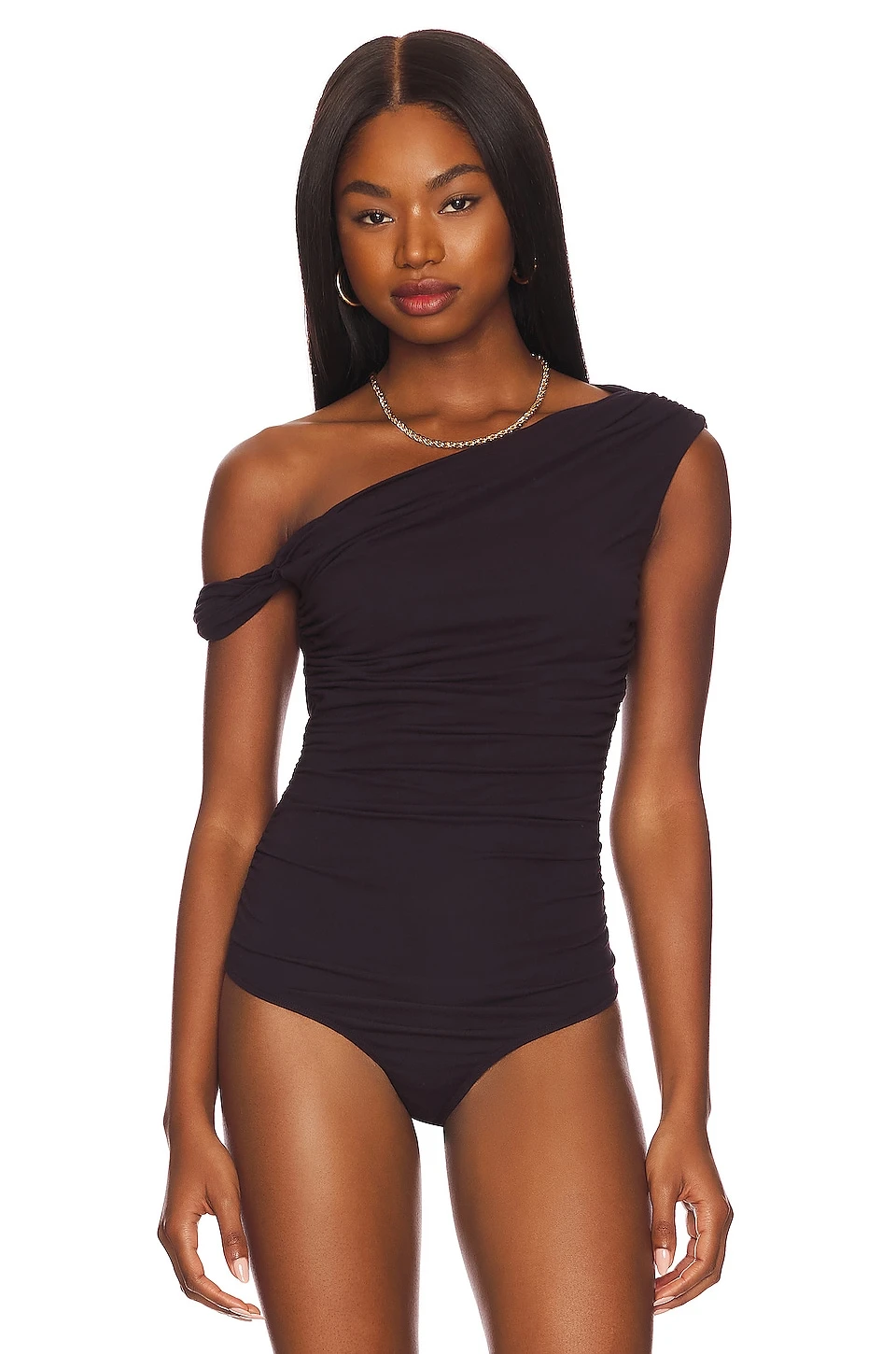 AGOLDE Hilma Twist Sleeve Bodysuit Night Shade 2 AGOLDE Hilma Twist Sleeve Bodysuit Night Shade - Image 2