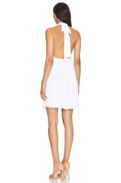 Alice + Olivia Aviana Halter Neck Mini Dress White -Fashion Clothing ALI WD1025 V3