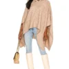 Alice + Olivia Zandra Hooded Pullover Poncho Oatmeal