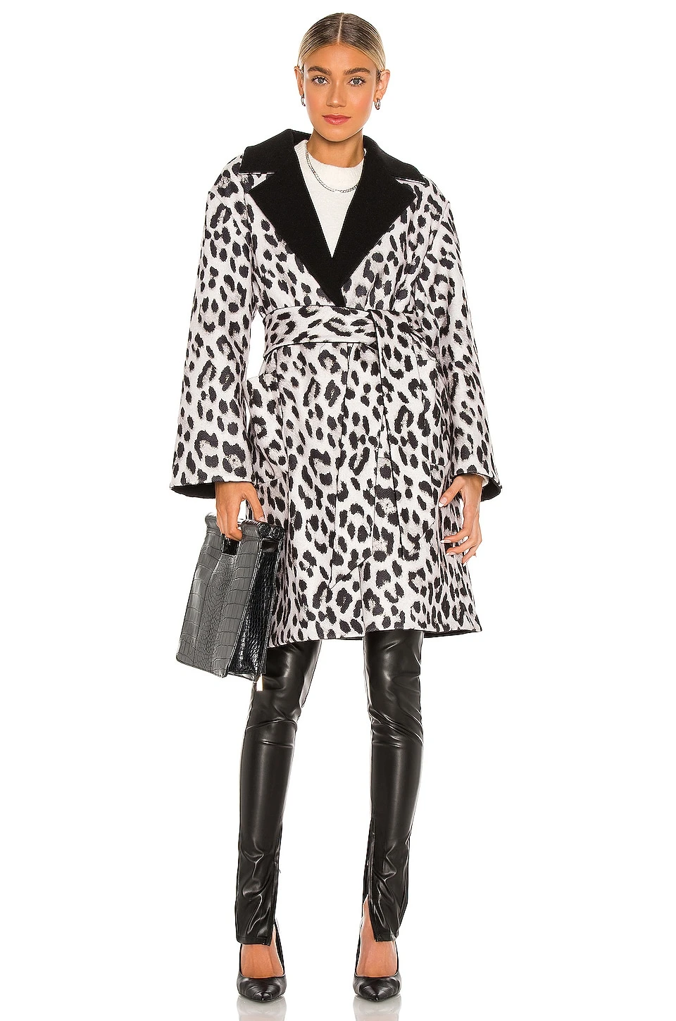 Alice + Olivia Tomiko Reversible Coat Royal Leopard Large Black & Black 2 Alice + Olivia Tomiko Reversible Coat Royal Leopard Large Black & Black - Image 2