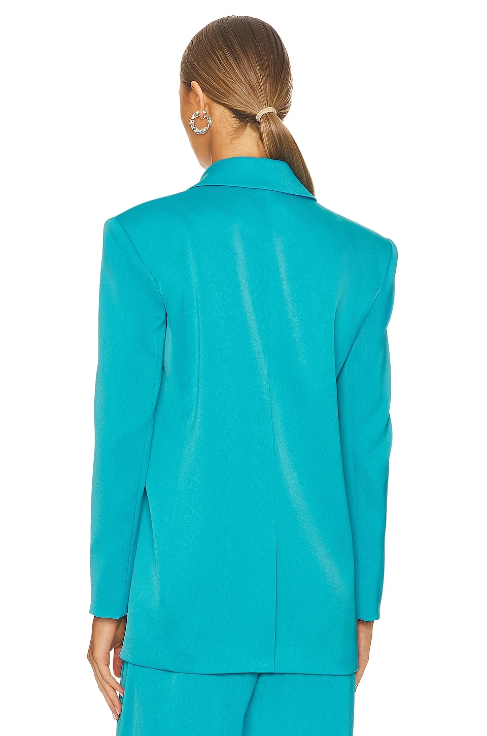Alice + Olivia Shan Strong Shoulder Blazer Ocean Floor 4 Alice + Olivia Shan Strong Shoulder Blazer Ocean Floor - Image 4