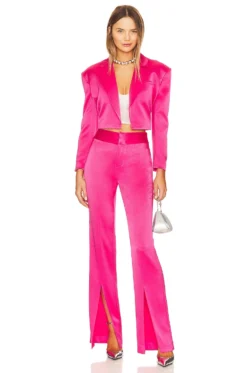 Alice + Olivia Shan Boxy Oversized Cropped Blazer Candy -Fashion Clothing ALI WO209 V4