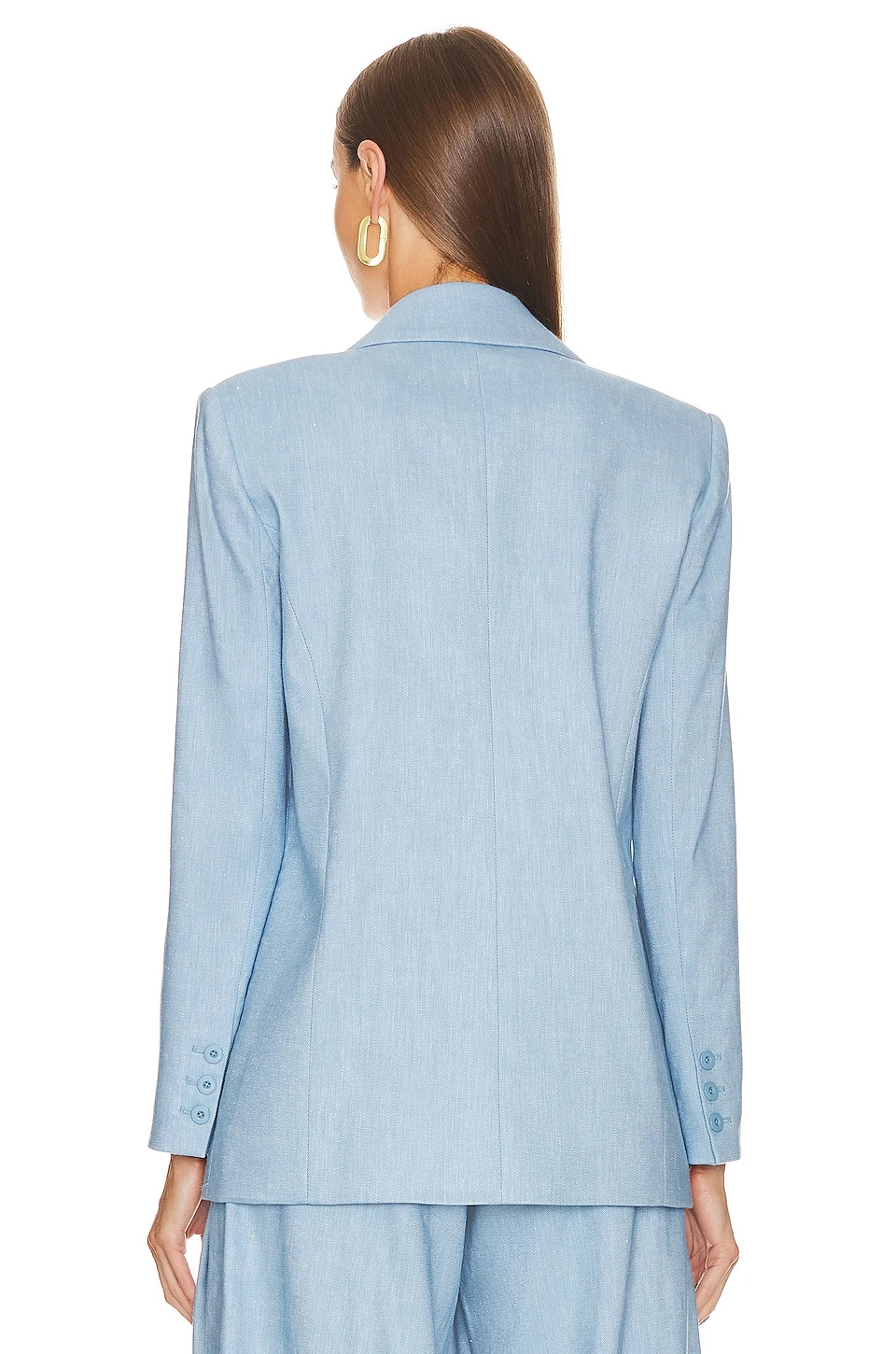 Alice + Olivia Denny Blazer With Piping Chambray 4 Alice + Olivia Denny Blazer With Piping Chambray - Image 4