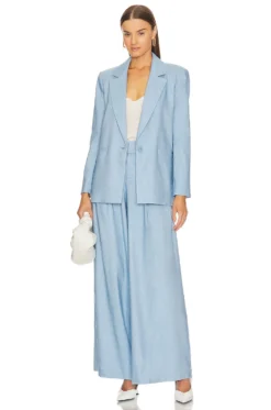 Alice + Olivia Denny Blazer With Piping Chambray 9 Alice + Olivia Denny Blazer With Piping Chambray -Fashion Clothing ALI WO217 V5