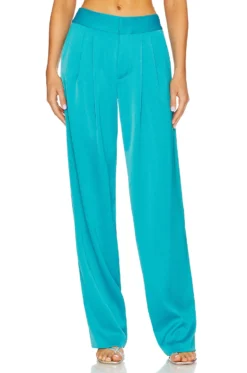 Alice + Olivia Atia High Waisted Double Pleat Suit Pants Ocean Floor