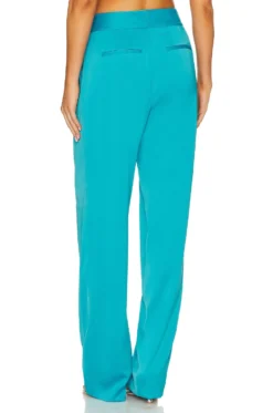 Alice + Olivia Atia High Waisted Double Pleat Suit Pants Ocean Floor -Fashion Clothing ALI WP157 V3