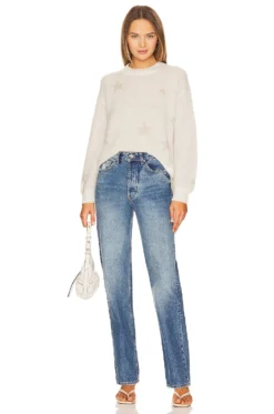 AllSaints Astra Star Jumper Chalk White & Champagne -Fashion Clothing ALLR WK90 V4