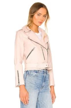 AllSaints Balfern Biker Jacket Light Pink 7 AllSaints Balfern Biker Jacket Light Pink -Fashion Clothing ALLR WO107 V3