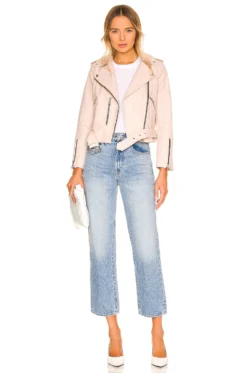 AllSaints Balfern Biker Jacket Light Pink 9 AllSaints Balfern Biker Jacket Light Pink -Fashion Clothing ALLR WO107 V5