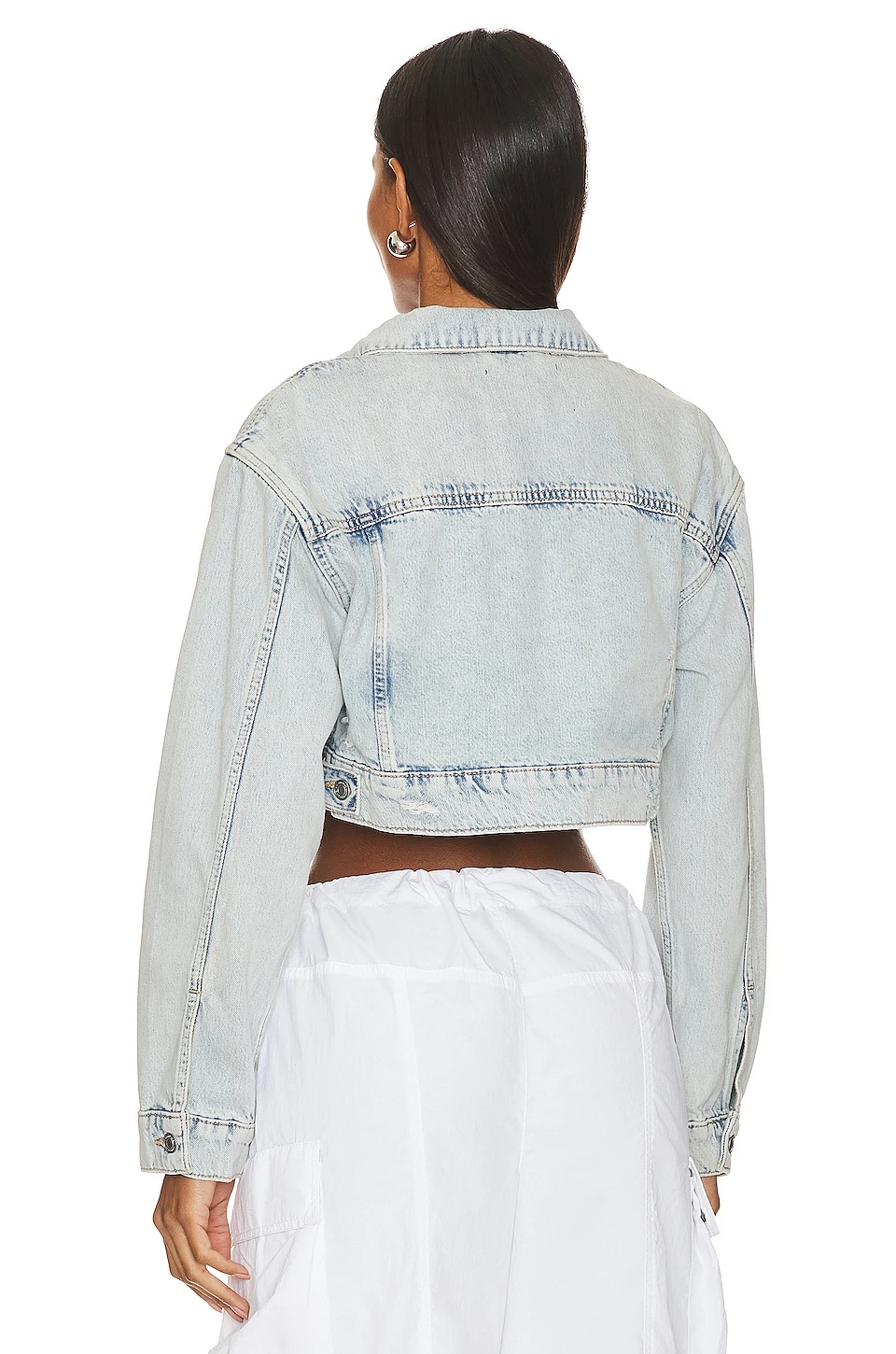 AllSaints Cona Cropped Jacket Light Indigo 3 AllSaints Cona Cropped Jacket Light Indigo - Image 3