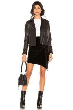 AllSaints Dalby Leather Biker Jacket Black -Fashion Clothing ALLR WO2 V4