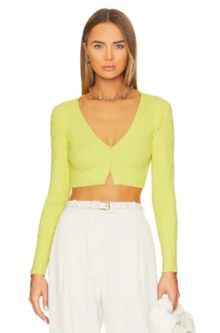 A.L.C. Hallie Cardigan Citrine Yellow