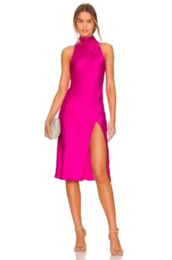 Stanford Midi Dress Dark Hot Pink