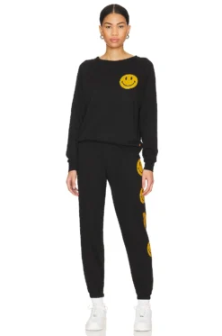 Smiley 2 Crew Sweatshirt Black -Fashion Clothing ANAT WK63 V4