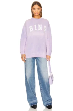 ANINE BING Tyler Sweatshirt In Washed Lavender -Fashion Clothing ANIN WK136 V4