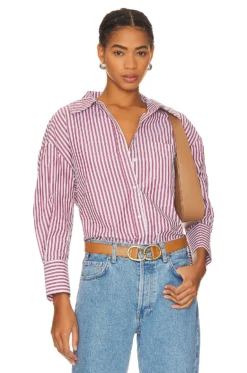 ANINE BING Mika Shirt Red & White Stripe