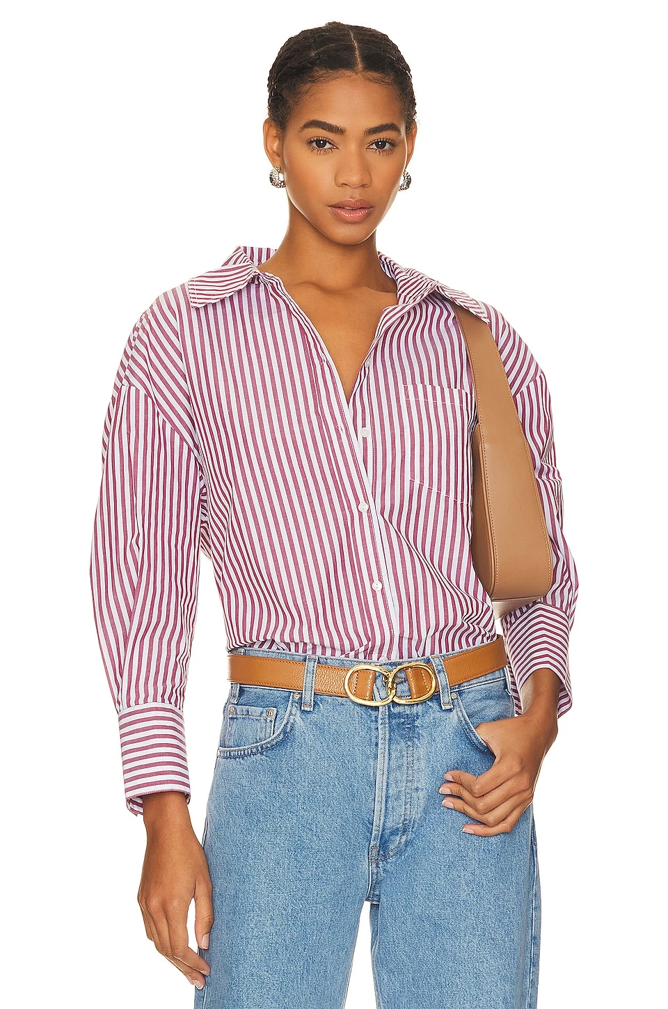ANINE BING Mika Shirt Red & White Stripe 1 ANINE BING Mika Shirt Red & White Stripe