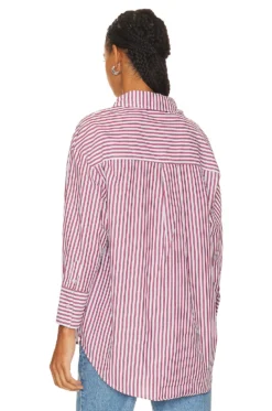 ANINE BING Mika Shirt Red & White Stripe 7 ANINE BING Mika Shirt Red & White Stripe -Fashion Clothing ANIN WS272 V3