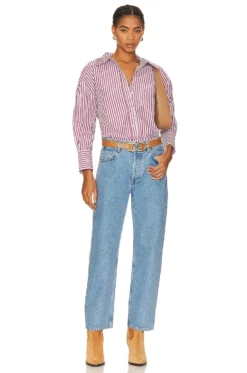 ANINE BING Mika Shirt Red & White Stripe 8 ANINE BING Mika Shirt Red & White Stripe -Fashion Clothing ANIN WS272 V4