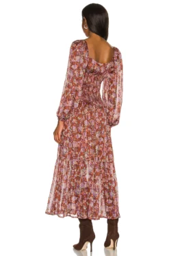 Arlette Dress Brown & Lavender Multi Floral -Fashion Clothing ASTR WD213 V3