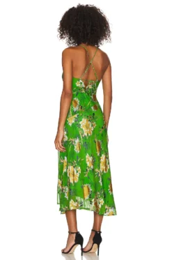 Gaia Dress Green & Pink Floral -Fashion Clothing ASTR WD414 V3