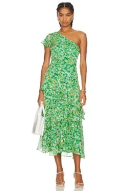 Victoriana Dress Bright Green Floral 8 Victoriana Dress Bright Green Floral -Fashion Clothing ASTR WD441 V1 1