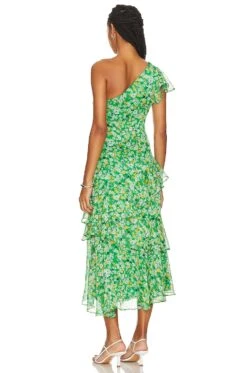 Victoriana Dress Bright Green Floral 7 Victoriana Dress Bright Green Floral -Fashion Clothing ASTR WD441 V3