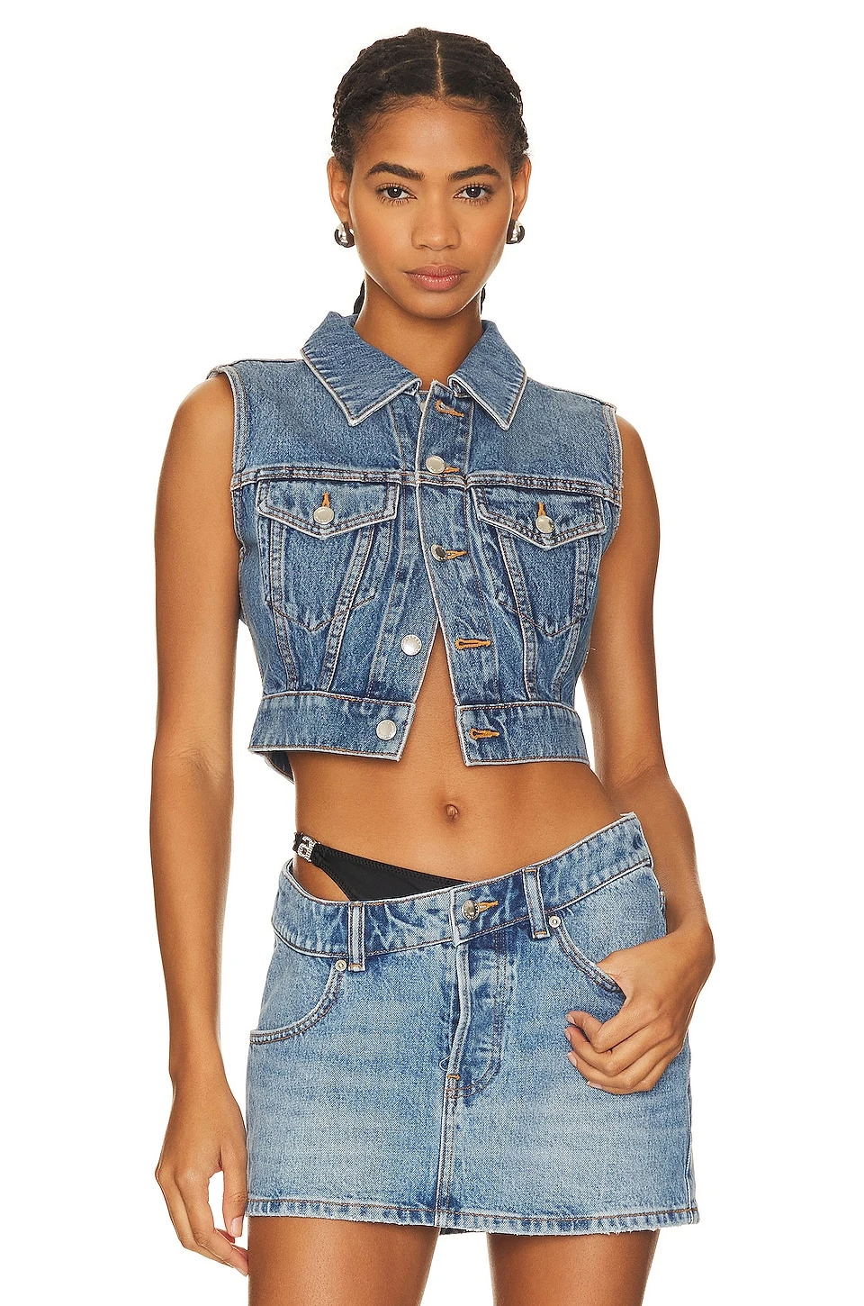 ALEXANDER WANG Shrunken Trucker Vest Vintage Medium Indigo 1 ALEXANDER WANG Shrunken Trucker Vest Vintage Medium Indigo