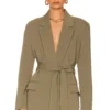 Bardot Belted Blazer Khaki