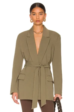 Bardot Belted Blazer Khaki