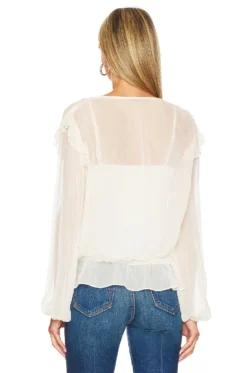 BCBGMAXAZRIA Ruffle Blouse Gardenia -Fashion Clothing BCB WS638 V3