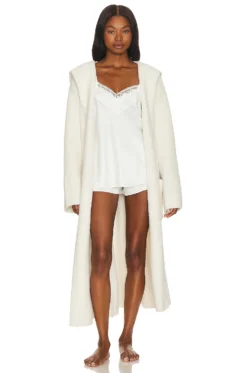 CozyChic Ribbed Hooded Robe Cream