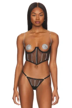 BLUEBELLA Zenn Open Wired Bustier Black & Silver
