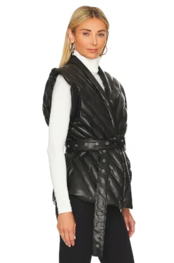 Faux Leather Puffer Vest Under The Radar -Fashion Clothing BLAN WO306 V3