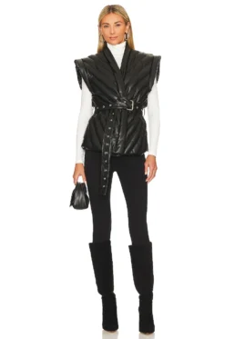Faux Leather Puffer Vest Under The Radar -Fashion Clothing BLAN WO306 V5