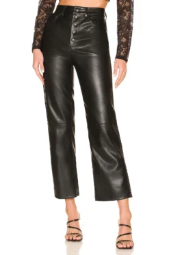 Faux Leather Straight Leg Pant Nowhere Road