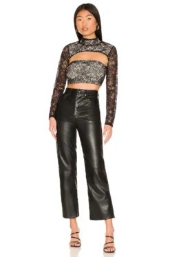 Faux Leather Straight Leg Pant Nowhere Road 7 Faux Leather Straight Leg Pant Nowhere Road -Fashion Clothing BLAN WP106 V4