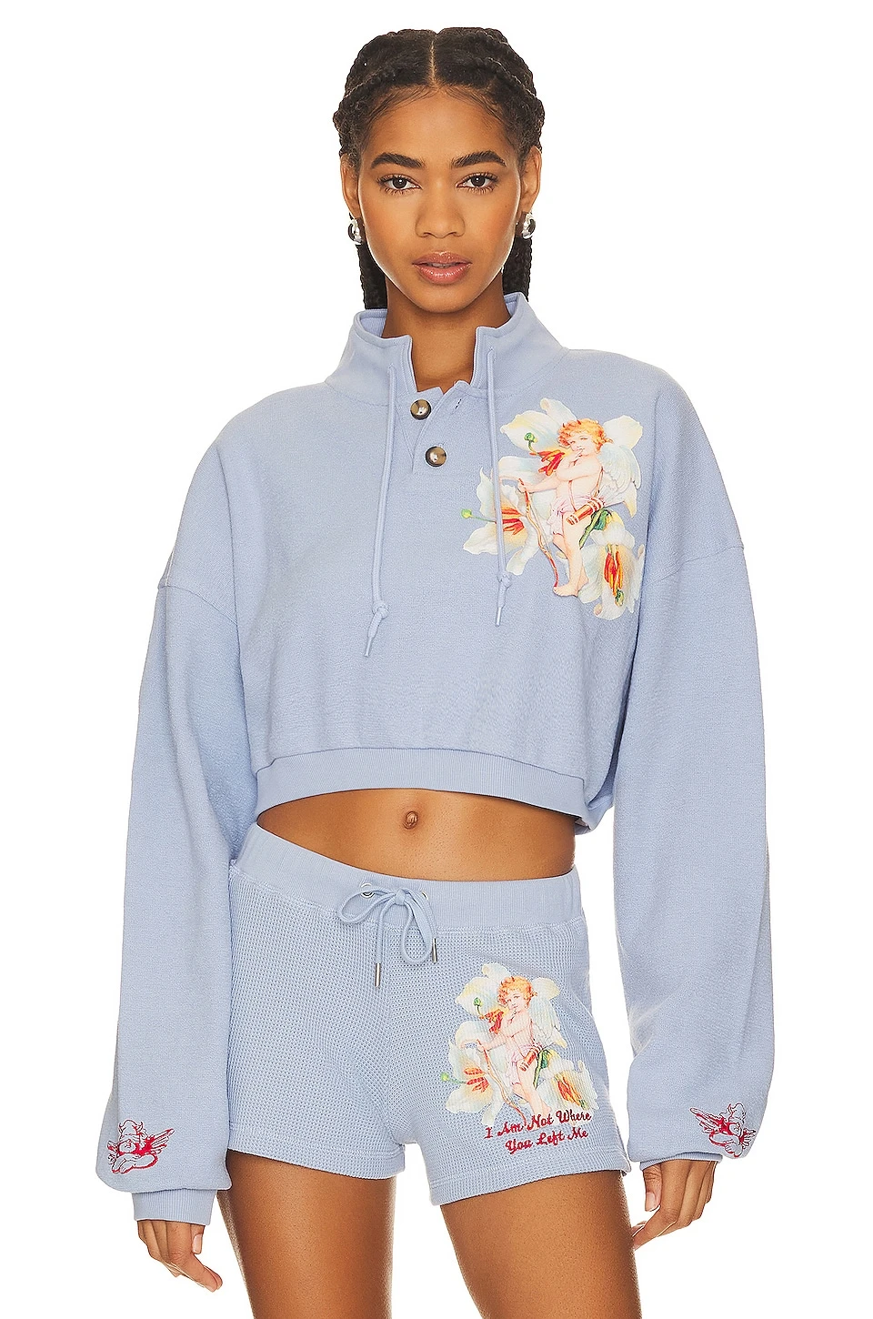 Boys Lie I Am Not Where You Left Me Henley Cropped Crew Steel Blue 1 Boys Lie I Am Not Where You Left Me Henley Cropped Crew Steel Blue