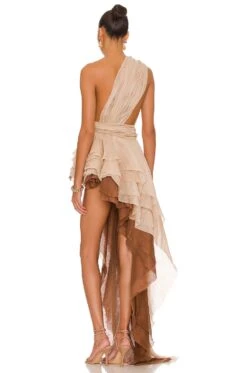 Tulum Dress Beige & Brown 5 Tulum Dress Beige & Brown -Fashion Clothing BROR WD397 V3