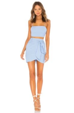 Milah Wrap Skirt Set Light Blue