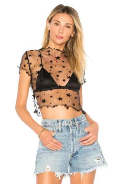 TOP CORTO MALLA SANDRA Black